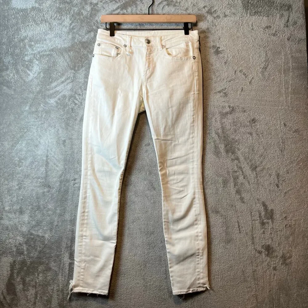 R13 Allison Skinny‎ Jeans Garret White Size 28 Distressed